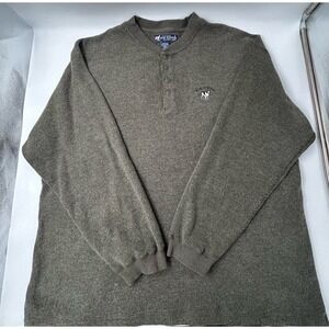 Big Dogs Mens 2X Waffle Knit Henley Long Sleeve Olive Green Shirt